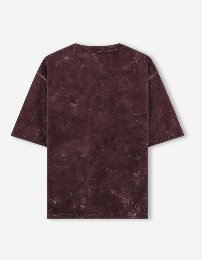 Acid Washed Maroon Oversized Tee - Image 2