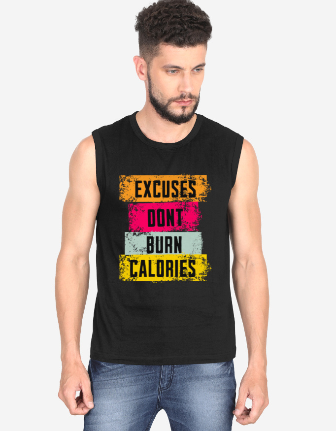 Men's Sleeveless Excuses Don't Burn Calories Gym Vest - Image 6