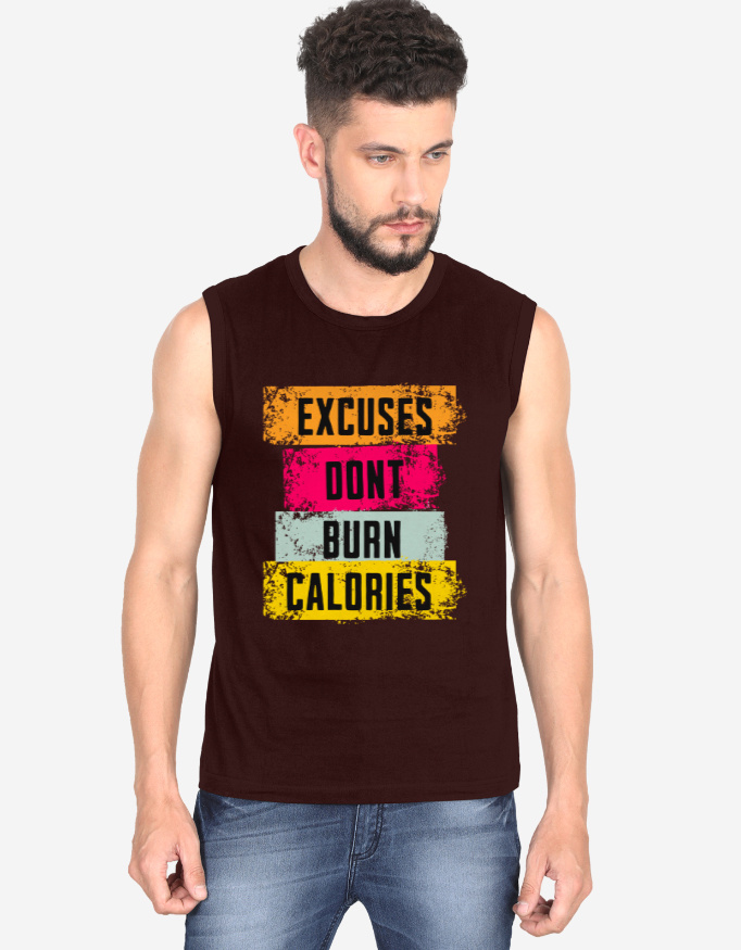 Men's Sleeveless Excuses Don't Burn Calories Gym Vest - Image 5