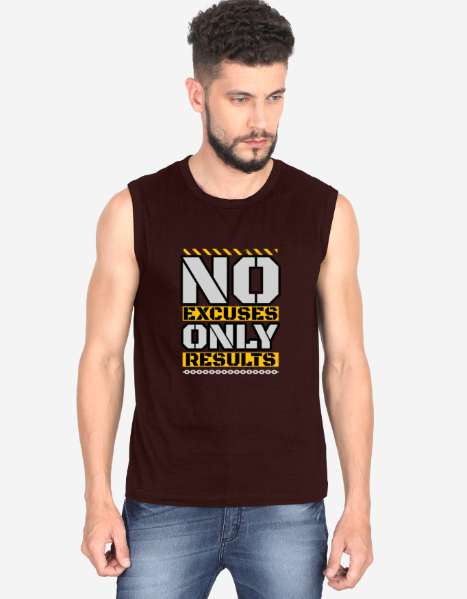 Men's Sleeveless No Excuses Only Results Gym Vest - Image 5