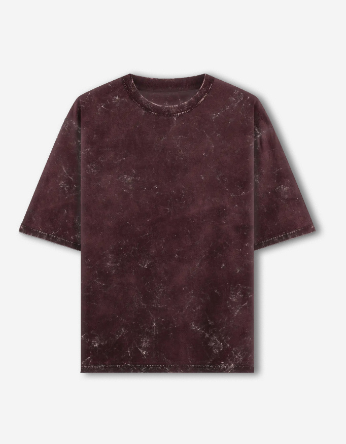 Acid Washed Maroon Oversized Tee