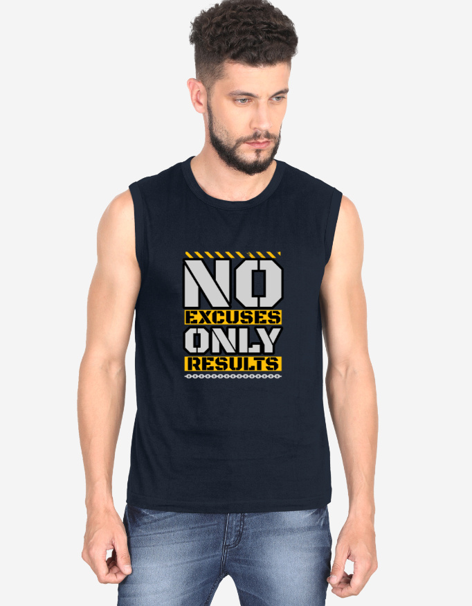 Men's Sleeveless No Excuses Only Results Gym Vest