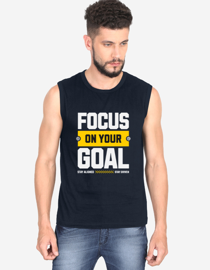 Men's Sleeveless Focus On Your Goal Gym Vest