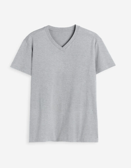 Grey Melange V Neck T-Shirt