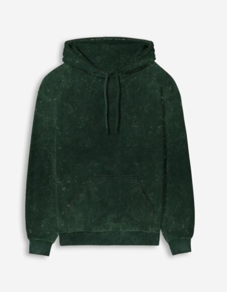 Bottle Green Acid Washed Hoodie