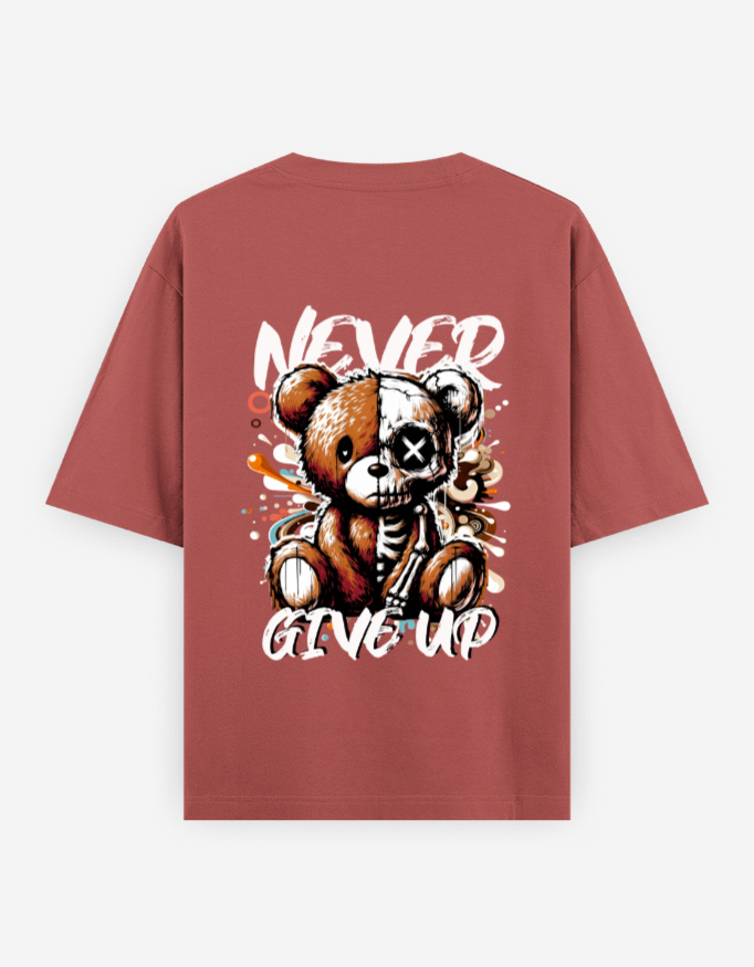 Never Give Up Teddy Oversized T-Shirt - Image 3