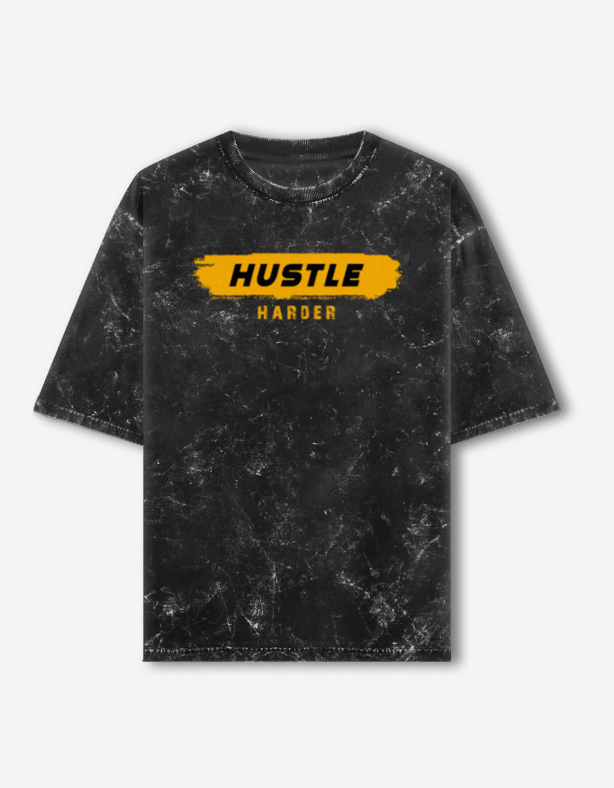 Hustle Harder Acid Washed Oversized T-Shirt - Image 13