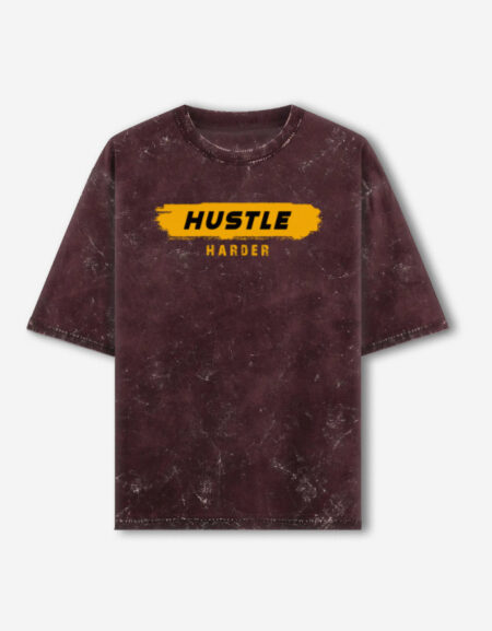 Hustle Harder Acid Washed Oversized T-Shirt