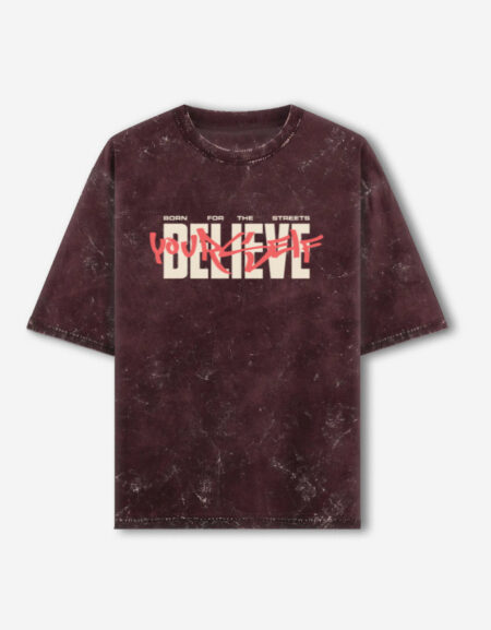 Believe Your Self Unisex Acid Washed Oversized T-Shirt