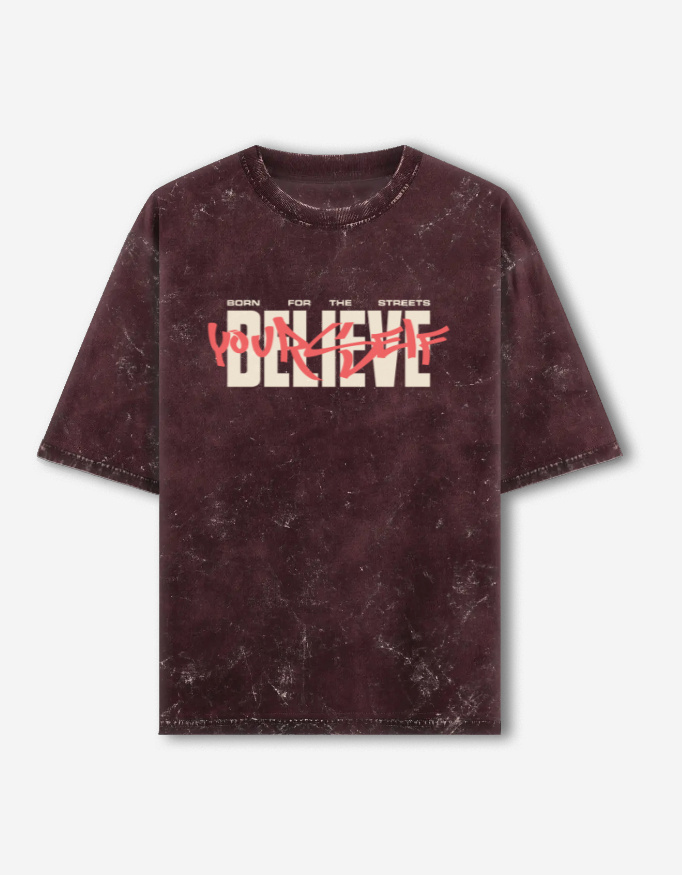 Believe Your Self Unisex Acid Washed Oversized T-Shirt