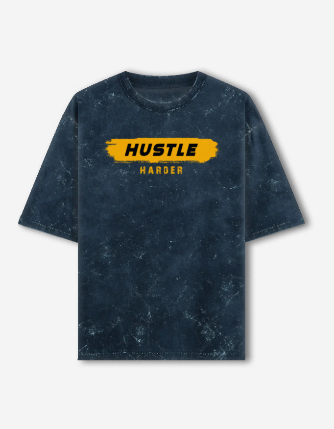 Hustle Harder Acid Washed Oversized T-Shirt - Image 10