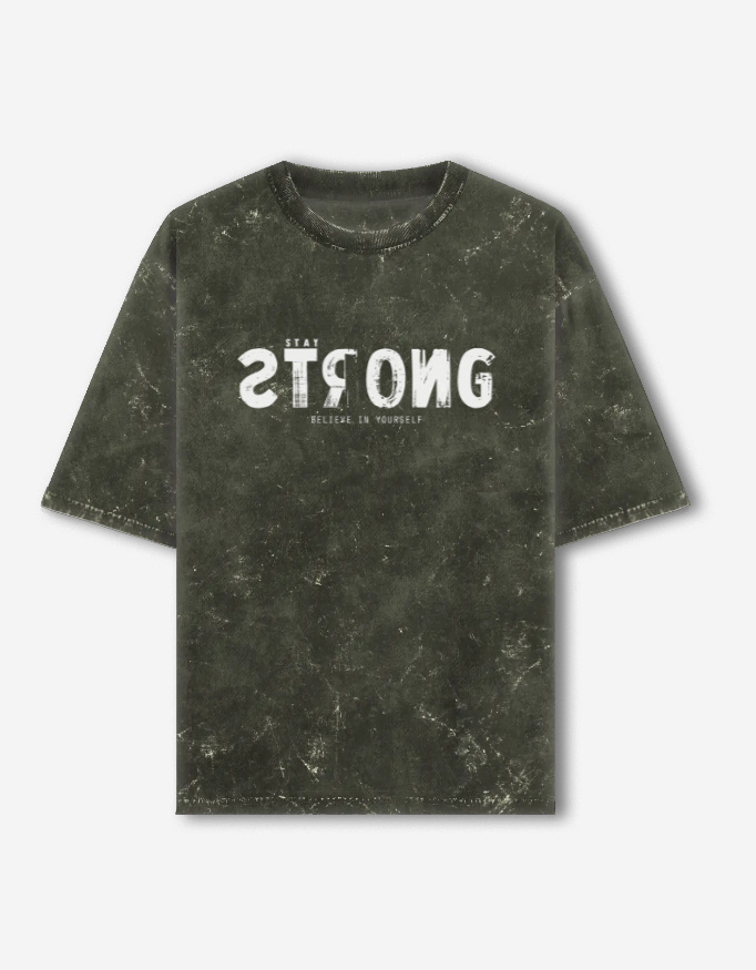 Stay Strong Acid Washed Oversized T-Shirt
