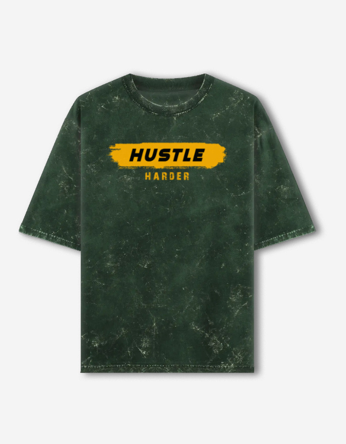 Hustle Harder Acid Washed Oversized T-Shirt - Image 4