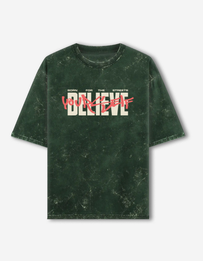 Believe Your Self Unisex Acid Washed Oversized T-Shirt - Image 4