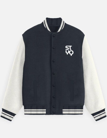 STYQ Unisex Navy Blue Varsity Jacket