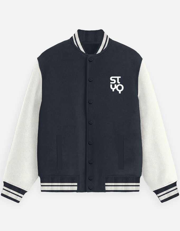 STYQ Unisex Navy Blue Varsity Jacket