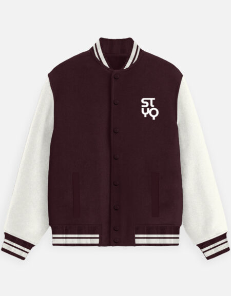 STYQ Unisex Maroon Varsity Jacket