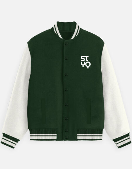 STYQ Unisex Bottle Green Varsity Jacket