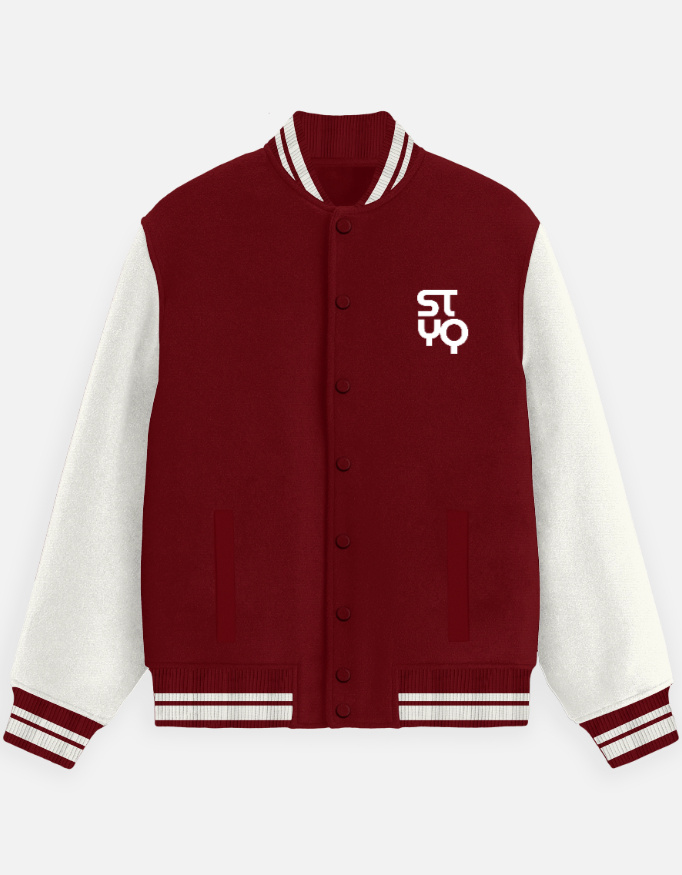 STYQ Unisex Red Varsity Jacket