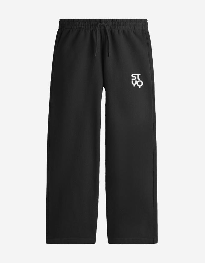STYQ Black Unisex Baggy Sweatpants