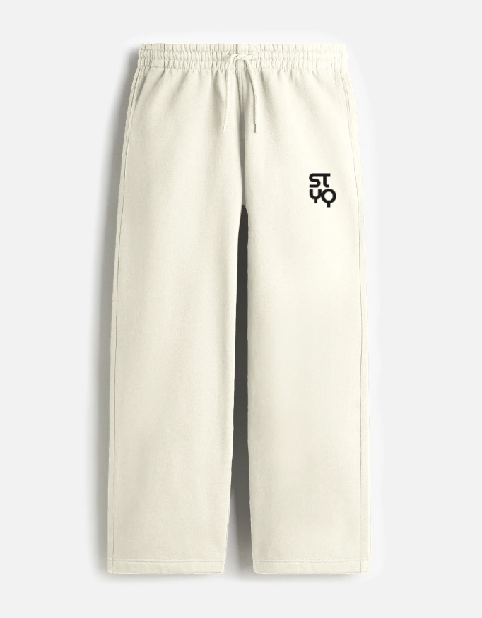 STYQ Off White Unisex Baggy Sweatpants