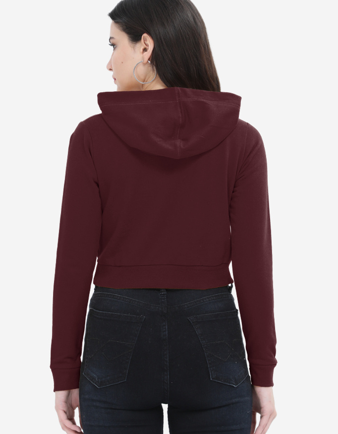 Maroon Cropped Hoodie - Image 2