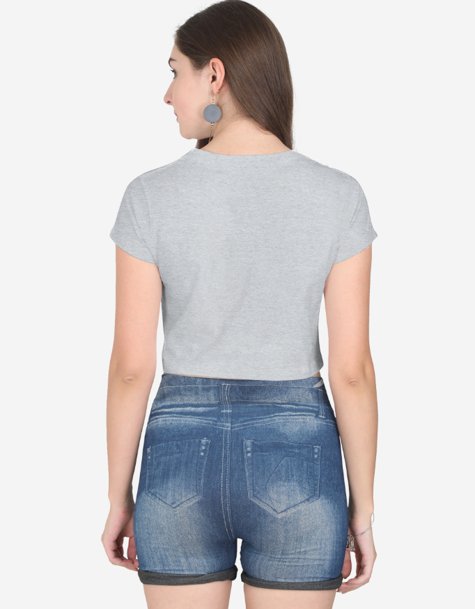 Grey Melange Crop Top - Image 2