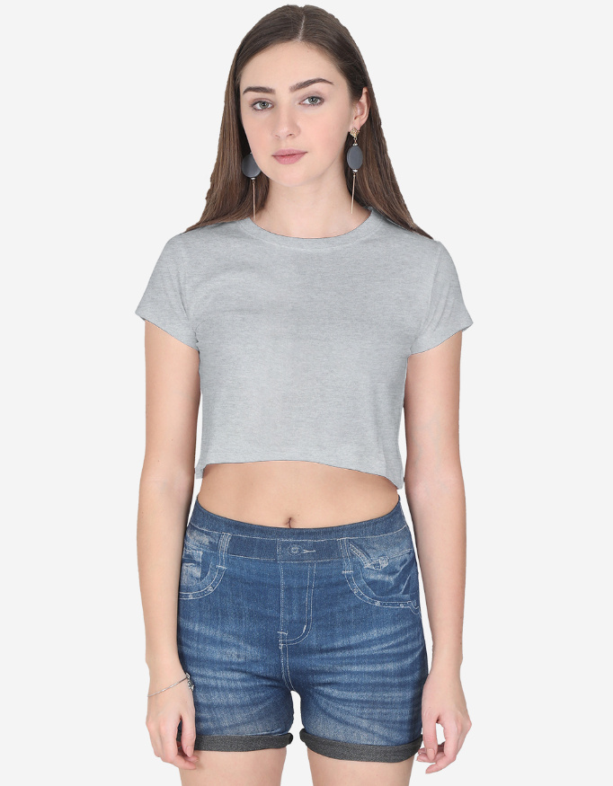 Grey Melange Crop Top