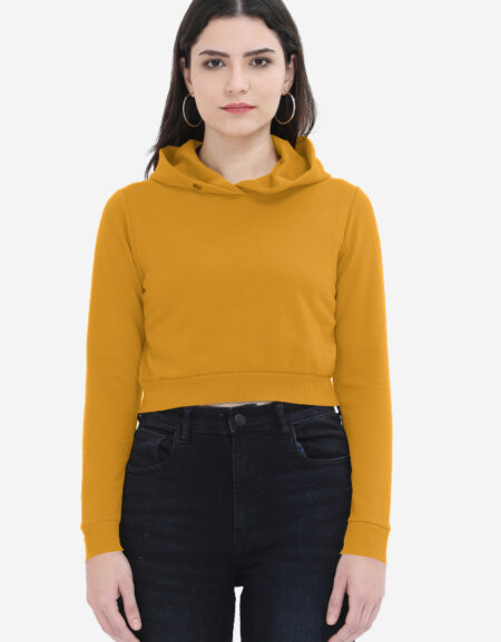 Mustard Yellow Cropped Hoodie