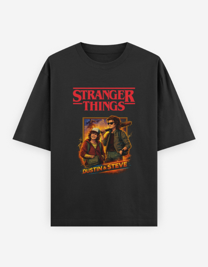 Stranger Things Dustin & Steve Oversized T-Shirt - Image 4